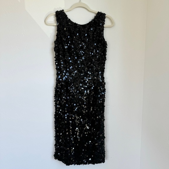Vintage 1960's Gene Shelly Black Sequin Hourglass Gown 10 - Picture 1 of 4
